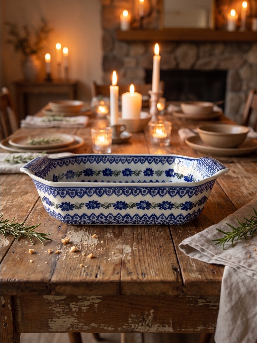 Polish Pottery Baker with Handles Poland Boleslawiec